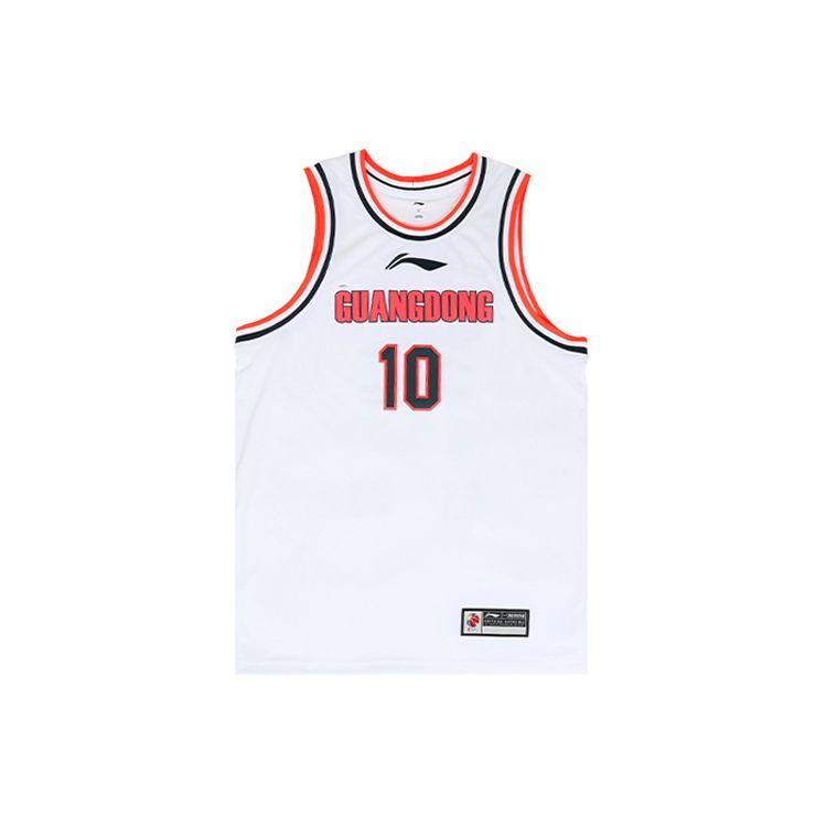 Li Ning CBA Logo Letter Print Pattern Basketball Jersey 22 Season Guangdong Hongyuan Zhao Rui Unisex Jersey White AAYS661-1