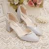Single Shoes Women's Spring and Autumn New Sequined Wedding Shoes Women's Fashion Thick Heel Single Shoes One-button Bridesmaid High Heels Middle Heel