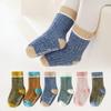 1 Pair Toddler Socks for Autumn Winter Warm Calf Socks Baby Boys Girls Candy Color Striped Short Socks Non-skid Floor Socks