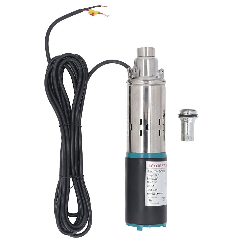 Direct Current Screw Pump 12V Stainless Steel for Deep Well Submersible Water Reservoir 30m Head