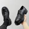 FashionBritish Style Brogue Shoes for Men Business Casual Fashion Commute Thick Sole Leather Shoes Male Platform Wedding Dress Shoes
