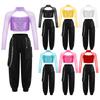 Kids Girls Casual Outfits Long Sleeve Mock Neck Crop Top with Elastic Waistband Pants for Hip-hop Street Dance