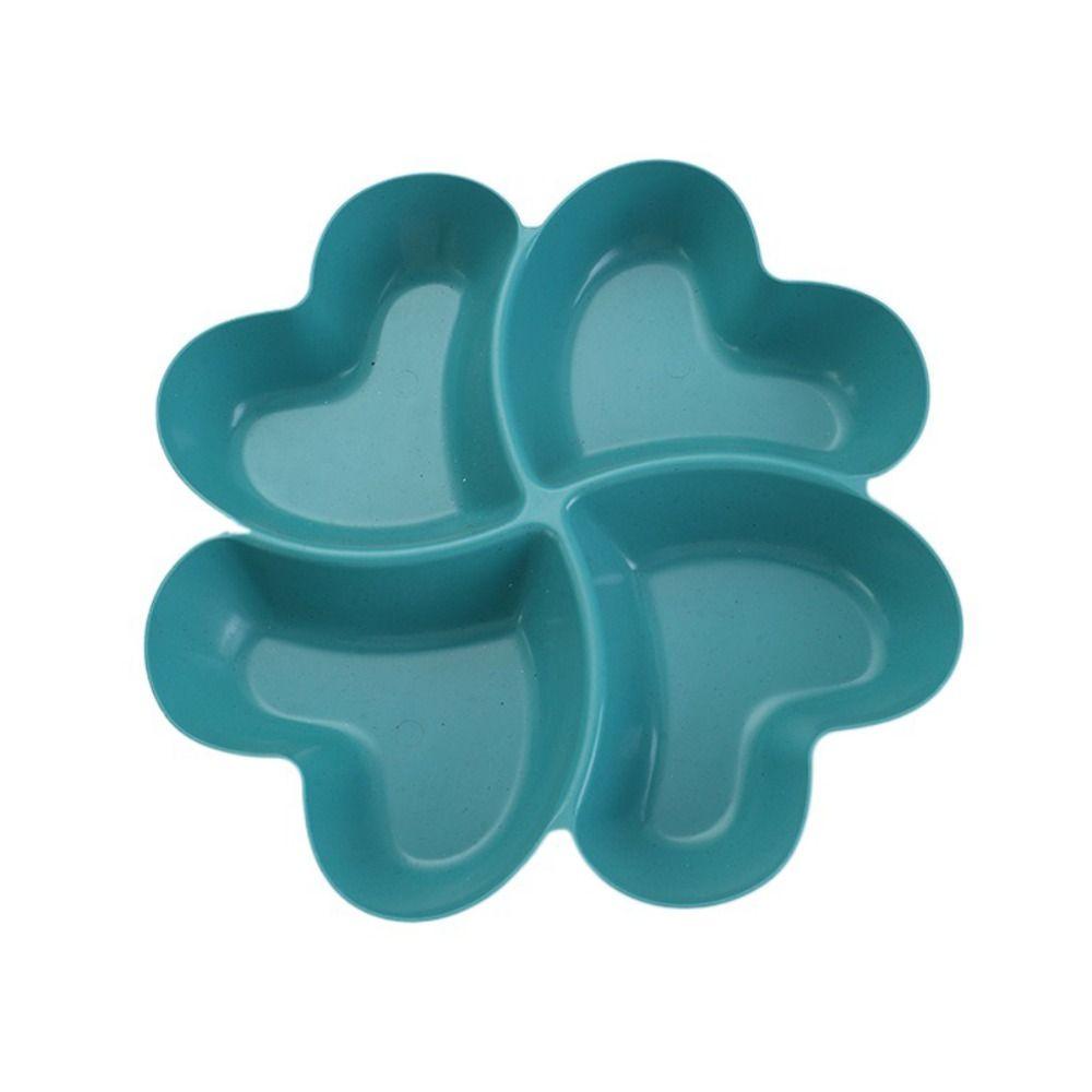 Wheat Straw Appetizer Serving Platter Unbreakable 4-Compartment Food Storage Tray Four Leaf Clover Shape Snacks Serving Dish
