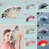Colorful Hand Fan Silk Shank Classical Dance Fan Vintage Folding Fan Clothing Accessories