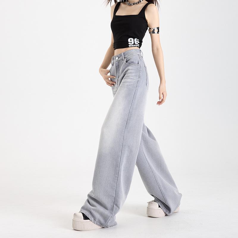 Jeans Women's Spring and Summer High Waist Loose Wide Leg Pants Women's Spring Breathable Drape Straight Wide Leg Jeans