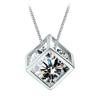 White Gold Plated Love Cube Female Pendant Women's Square Love Window Accessories Korean Style Women's Silver Plated Necklace