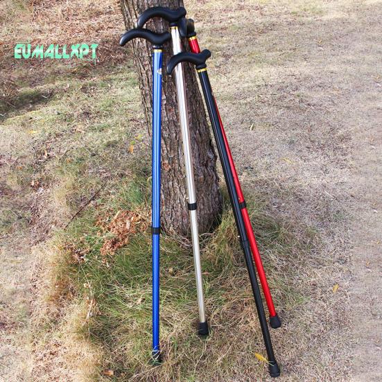 Walking Stick Anti Slip Multifunctional Aluminum Alloy Five-section Telescopic Collapsible Trekking Poles for Outdoor Mountaineering