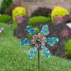 Luminous Effect Windmill Spinner Sculpture Metal Flower Pinwheel Gardening Plug Park