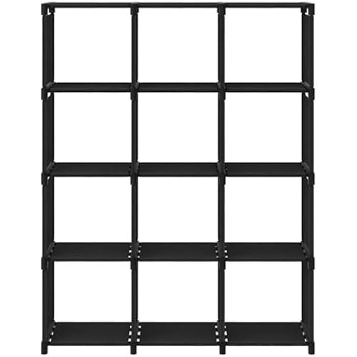 Etagère d'affichage - VIDAXL - 12 Cubes - Noir - Tissu et Acier - Design Contemporain