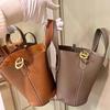 2024 Women's Genuine Leather Pig Nose Bucket Bag - Togo Cowhide Fashion & Leisure