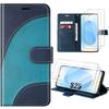 Protective Case - BOOLING - for Samsung Galaxy S25 - Two-Tone Blue Synthetic Leather - 2 Tempered Glass - Shockproof