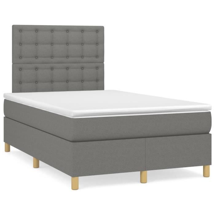 3142642 vidaXL Divan Bed with Mattress Dark Grey 120x200cm Fabric