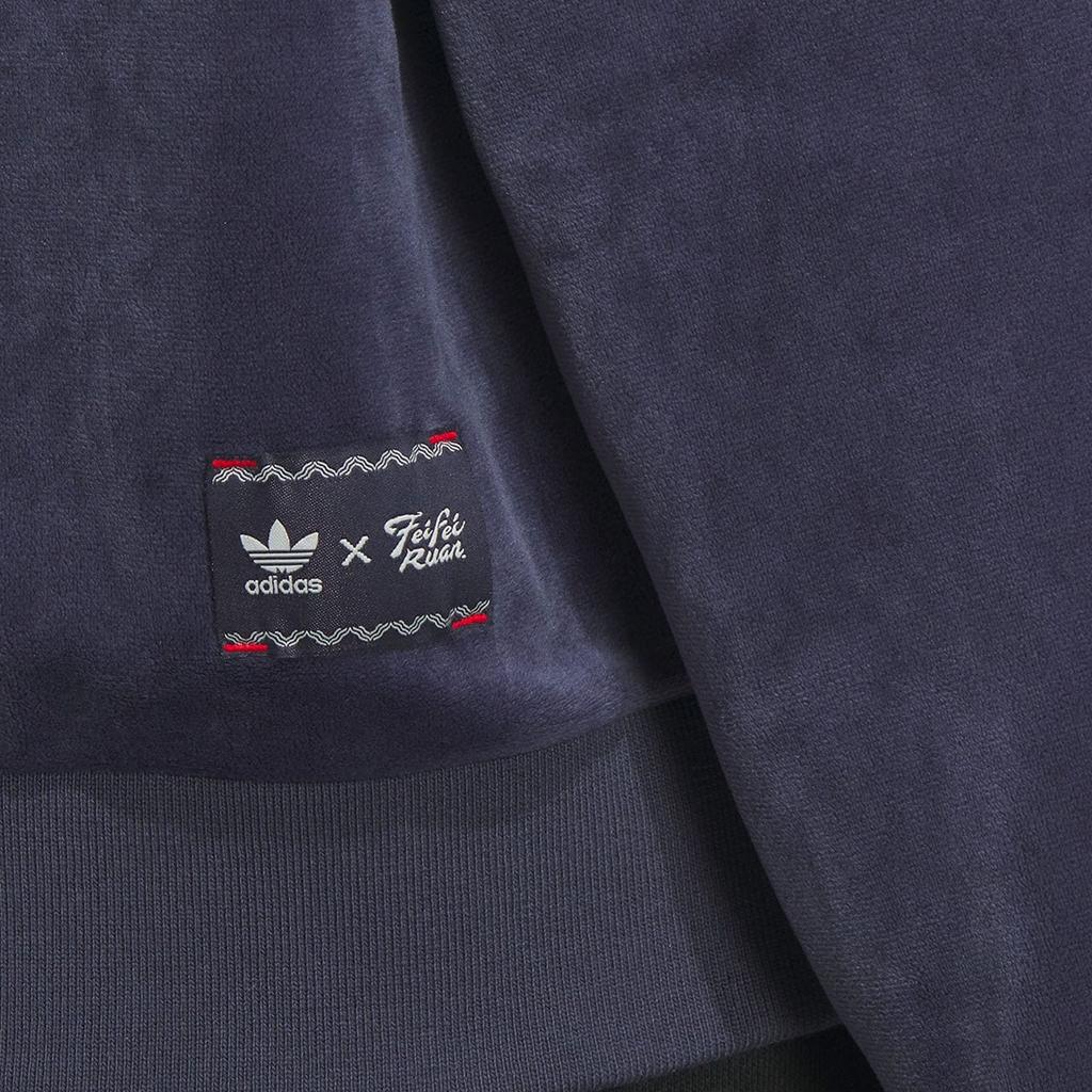 Adidas Originals Classic Retro Trefoil Velvet Hoodie Jacket Women Tops Navy IX4224