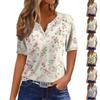 Women's T Shirt Print Button Short Sleeve Daily Weekend Fashion Basic V- Neck Regular Top