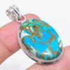 Natural Copper Blue Turquoise 925 Sterling Silver Jewelry Pendant 1.85" j0J81