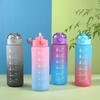 1L Water Bottle Gradient Color Motivational Sports Water Bottle with Time Marker Leak-proof Cup for Office, Gym, Outdoor