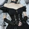 AltGoth Vintage Gothic Princess Dress Women Dark Harajuku Lace Up Cross Corset Dress Streetwear Partywear Lolita Dress Female
