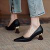 Fashion Handmade Leather Women Pumps Sexy Pointed Toe Chic Stylish Office Working Shoes Strange High Heel Stilettos Black Dress Shoes