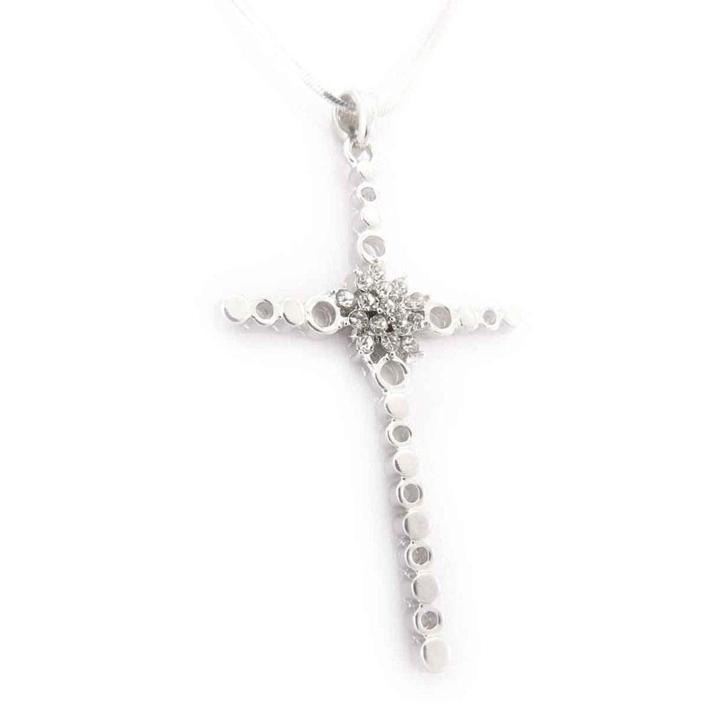 Les Trésors De Lily [J9199] - Designer Silver 'Cross' Necklace