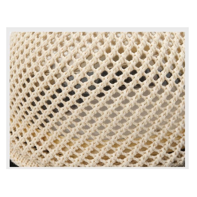 1 Piece Bow Hollow Stitching Panama Hats Fisherman Uv Protection Sun Hat Summer Women'S Bucket Foldable Basin Sunscreen Cap