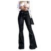European And American High Waisted Slightly Elastic Lace Up Flared Pants, Wide Leg Pants, Women'S Jeans