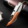 Red Wine Opener Labor-saving Wine Cork Remover Stainless-Steel Corkscrew with Wooden Handle for Kitchen Bar
