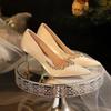 2025 Women New Fine Heels Pointy French Temperament Rhinester Single Shoes Bridesmaids Wedding Shoes