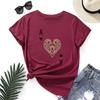 Summer Round Neck Red Peach A Printed Top Fashionable Casual Pure Cotton Short Sleeved Women's T-shirts