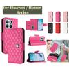 6-Color PU Leather Diamond Check-Patterned Wrist Strap Wallet Phone Case for Huawei P20,P30,P40,Y7a...Honor X6a,X7a,X7b,X8,X8a,X8b,X9a,X9b...