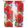 Red Poppies Sheer Curtains For Living Room Bedroom Kitchen Tulle Curtain Home Decorative Sheer Panels