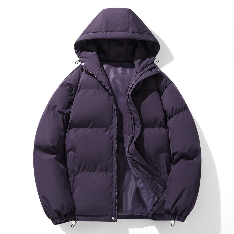 Padded-on Men's Winter Couple's Same Padded Jacket Hooded Padded-on Men's Casual Solid Color Thickened Warm Loose Coat Men