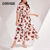Plus Size Women's Summer New Chiffon Thin Temperament Floral Beach Long Dress