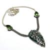 Indian Moss Agate Peridot Gemstone 925 Silver Plated Jewelry Necklace 18"