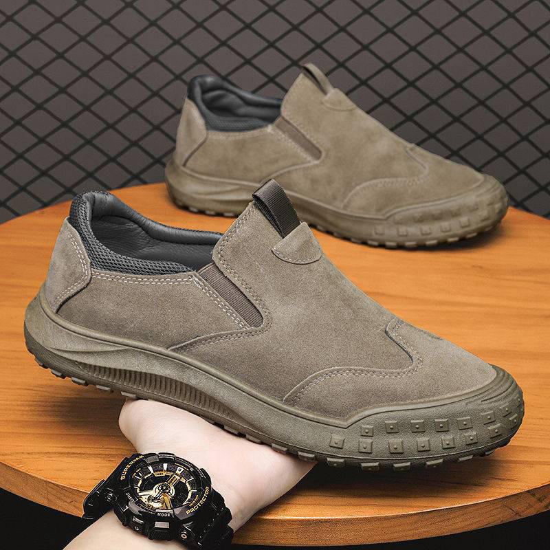 Men's Retro Waterproof Slip-On Work Shoes - Non-Slip, Wear-Resistant Low-Top for Autumn and Winter