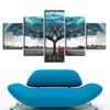 Wall Art Canvas 5 Pieces Prints Maison Blue Big Tree Red Chair Pictures Landscape Poster Home Decoration Paintings No Frame