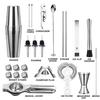 23Pcs Bartender Kit with Stand Silver Cocktail Shaker Set for Drink Mixing Martini Shaker Jigger Strainer Mixer Spoon Tongs Opener Stainless Steel