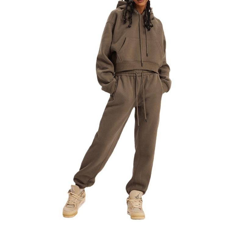 Autumn and Winter Women's Sweatshirt Long Pants Set Casual Fashion Solid Color Pullover Drawstring Sweatshirt Hooded Set