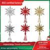 Christmas Snowflake Tree Topper: Gold, Silver & Red Glitter Ornament