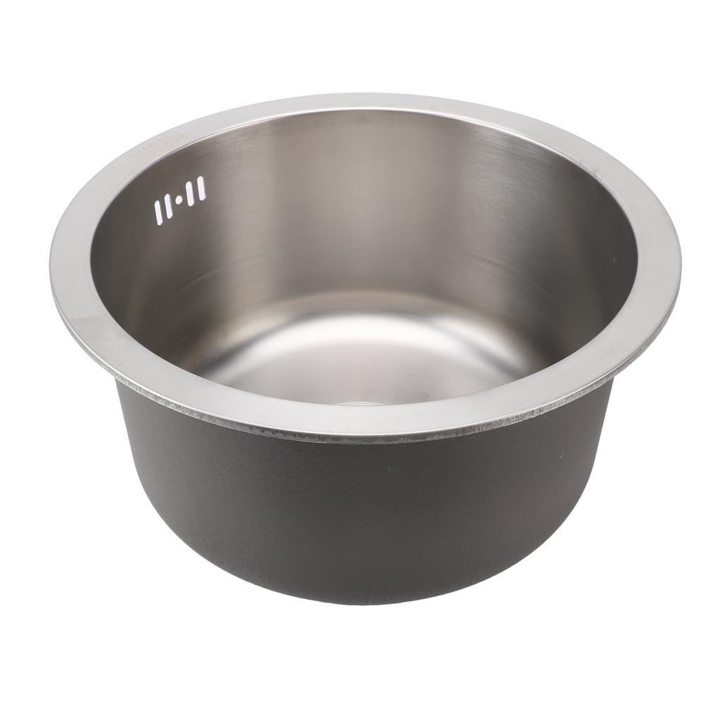 Kitchen Sink 304 Stainless Steel Brushed Single Bowl Rust Proof Round Sink for Home Bar 36cm