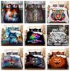 3D Tiger Bedding Set Fierce Beast Duvet Cover 2/3 AU180 * 210 Men's Room Animal Print Soft Zippered Quick Drying Home Decoration