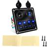 Rocker Switch Panel 4 Gang 12‑24V 5 Pin Blue Light Toggle On Off Switch Panel Overload Protection for Cars RV Trailer