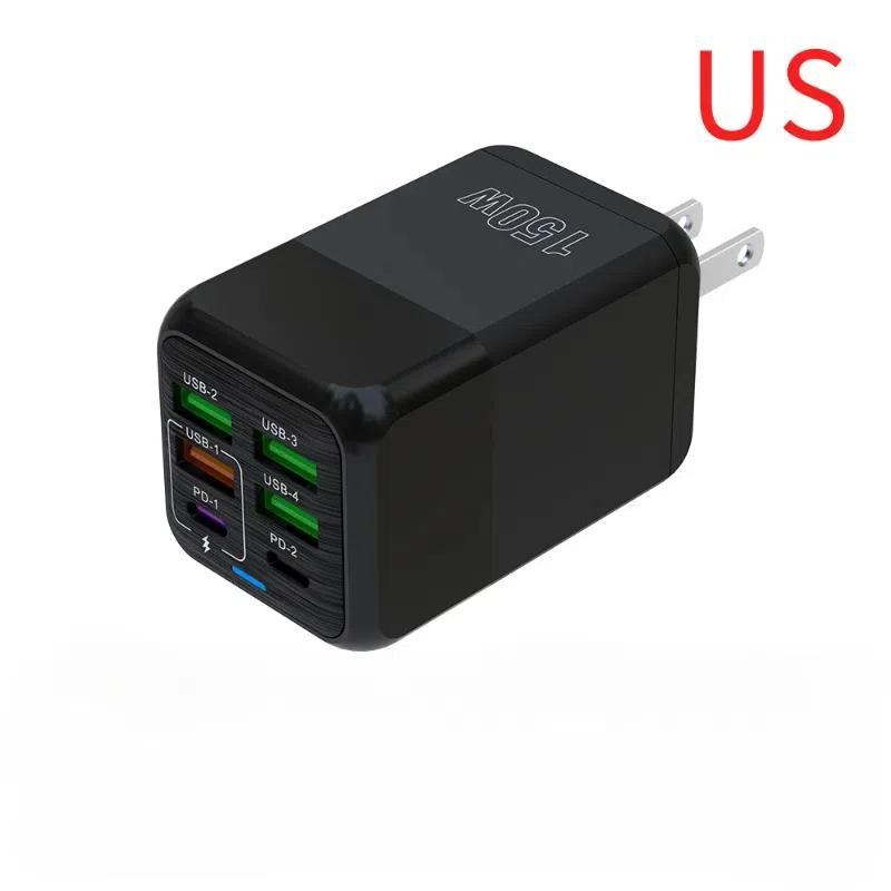 150W Ultra Fast Charger 6 Ports PD QC 3.0 Cable 6A Super High Speed Fast Charger EU US UK Plug For iPhone Samsung