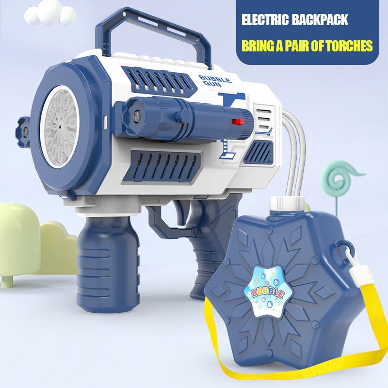 Electric Bubble Gun With Large Capacity Flashing Automatic Blower With Light Music Bubbles Maker For Kid Backpack Bubble Gun