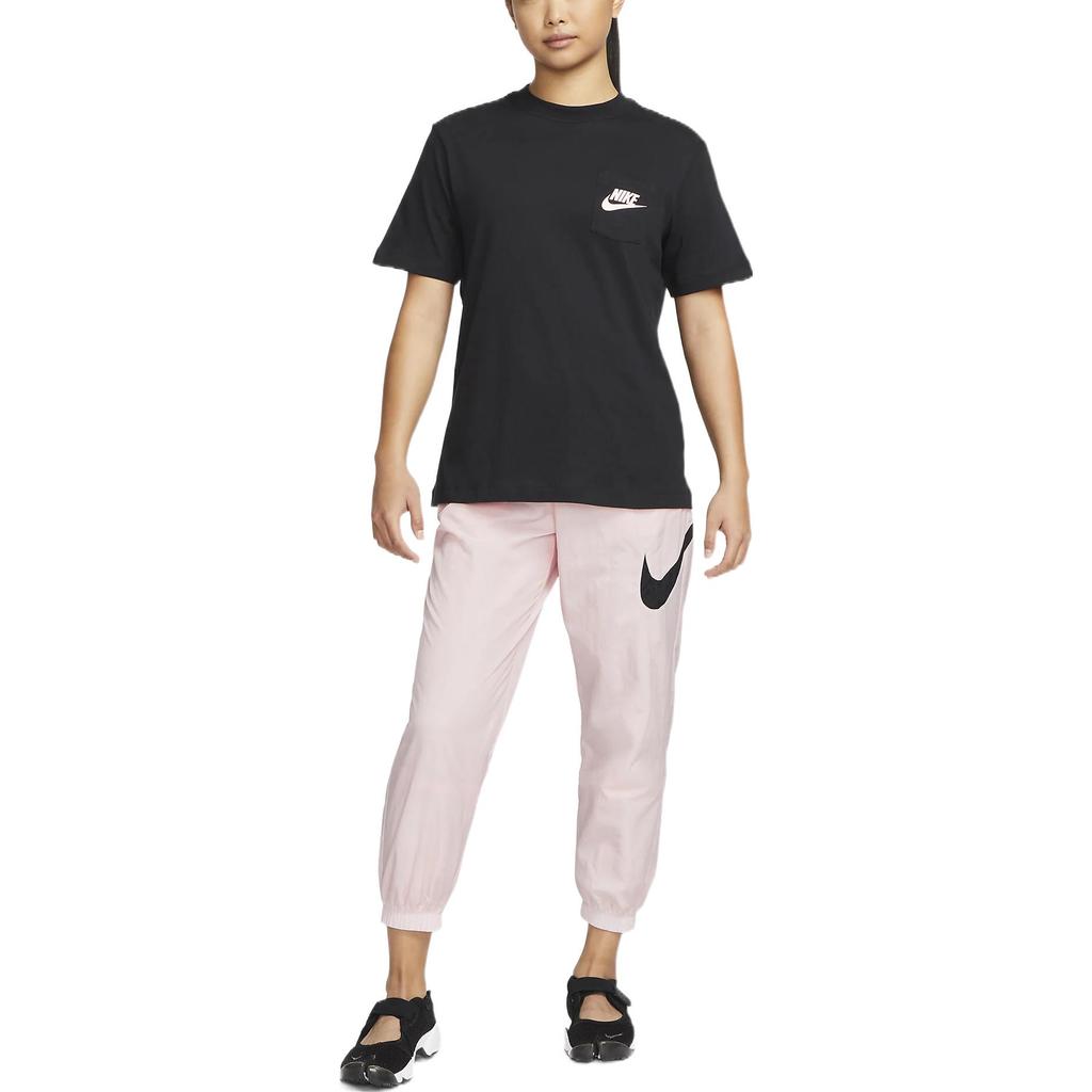 Nike Sportswear American Vintage Pocket Design Back Round Neck Printed Short Sleeve T-Shirt Women Tops Black DQ3154-010