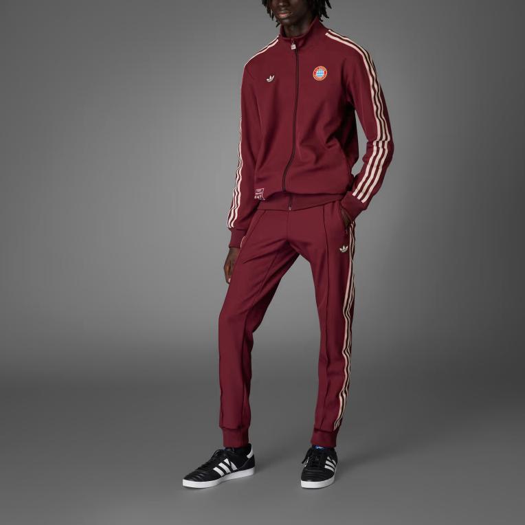 Adidas Originals FC Bayern Terrace Icons Track Top Comfortable Simple Soft Striped Jacket Men Tops Red JF0582