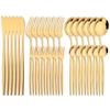 Black Gold Dinnerware Cutlery Set Knife Cake Forks Coffee Spoon Flatware Stainless Steel Tableware Home Kitchen Silverware