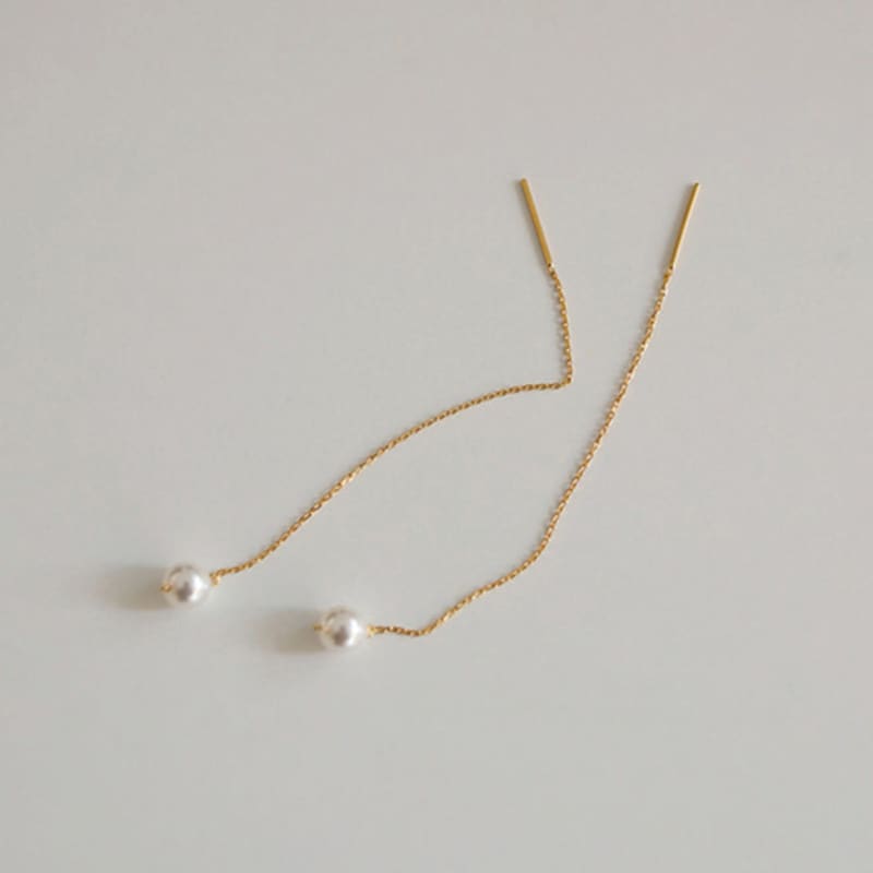 Modernlike 14k Gold-filled Silver Long Pearl Drop Earrings