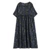 GMXIA Plus-size Women's Summer Chinese Style Flower Print Retro Artsy Dress Fat MM Skirt