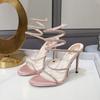 2025 Summer Luxurious Sexy Women's Crystal Sandals Snake Wrap Rhinestone High Heel Sandals Party Wedding Shoes