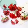Red Series Artificial Flower Cherry Stamens Berries Bundle DIY Cake Christmas Wedding Gift Box Wreaths Craft Decoration